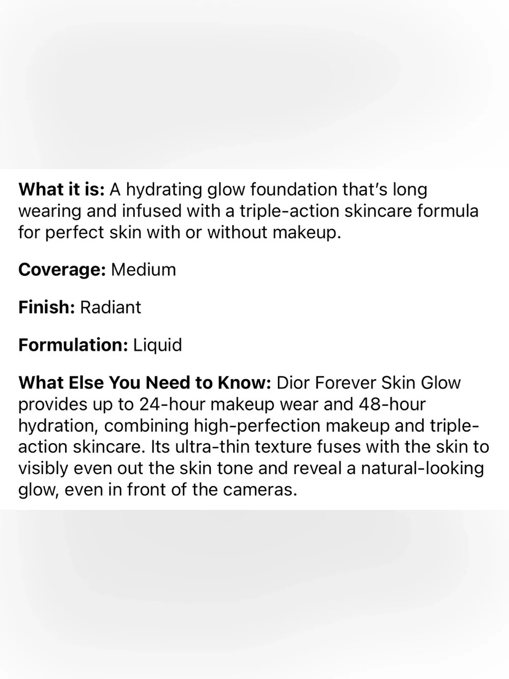 DIOR Forever Skin Glow Liquid Foundation 24HR Wear